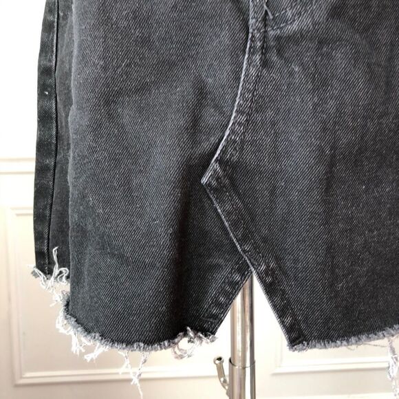 Bershka Denim Black Asymmetrical Jean Skirt Button Fly 4 - Picture 2 of 8